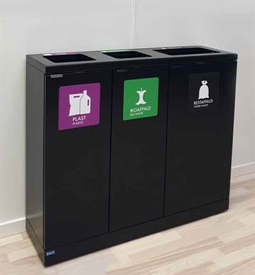 Affaldsstation med 3 rum til affaldssortering - Modulær affaldsbeholder