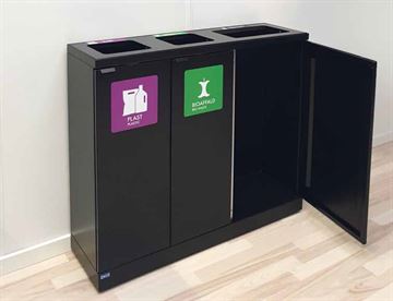 Bica Affaldssortering - Affaldssorteringsmøbel m. 3 fraktioner til indendørs affaldssortering 