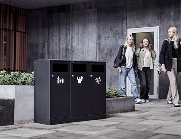 Bica udendørs affaldssortering - Modulær udendørs affaldssystem, her med 3 rum.