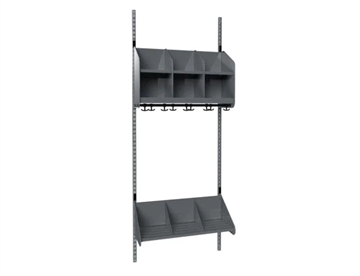 Børnegarderobe i stål - Startersektion kombination A - mørk grå - 3 rum (750/900mm)
