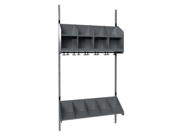 Børnegarderobe i stål - Startersektion kombination A - mørk grå - 4 rum (1000mm)