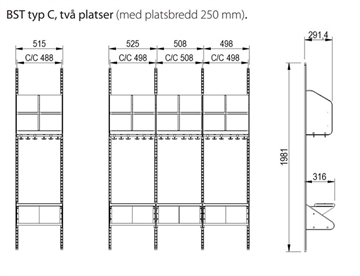 Mål - startersektion kombination C, 2 rum - BST garderobesystem