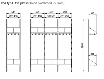 Mål - startersektion kombination E, 2 rum - BST garderobesystem