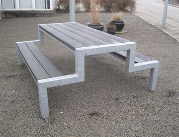 Bord-bænkesæt model Rosenholm M med planker i genbrugsplast