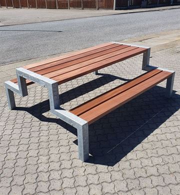 Bord bænkesæt model Rosenholm M med planker mahogni hårdttræ
