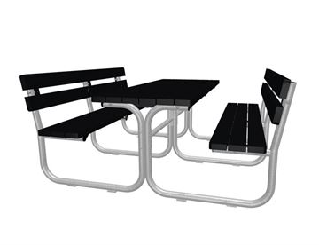 Stege bord-bænkesæt med ryg - teknisk tegning