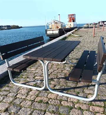 Bord/bænkesæt model Stege med ryglæn og bambus planker - Dansk produceret