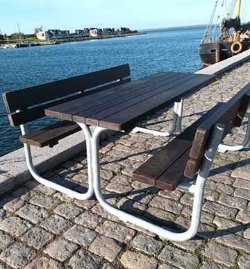 Bord/bænkesystem model Klint med ryglæn og bambus planker - Dansk produceret