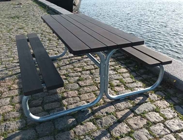 Stege bord/bænkesystem u. ryglæn og m. bambus planker farve Espresso