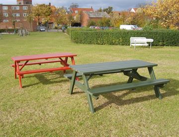 Picnic bord/bænke system med malet fyr planker - A-model