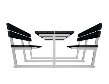 Teknisk tegning - Hornslet bord-bænke system med ryglæn, plast.