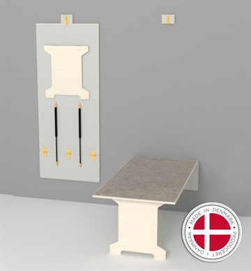 Væghængt klapbord m. støjdæmpende linoleum - Bord til vægmontering