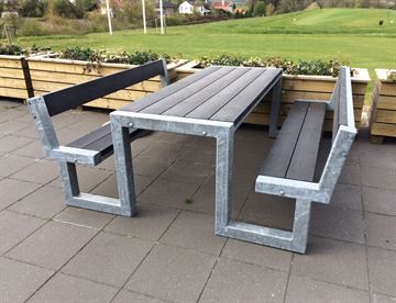 Rustik bord-bænkesæt model Rosenholm, genbrugsplast