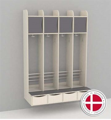 Børnegarderobe m. bænk til institutionsbrug - Dansk produceret