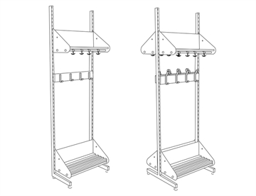 BST garderobesystem - dobbeltsiddet eller enkeltsiddet børnegarderobe - fritstående