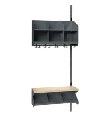 BST børnegarderobe i stål - Påbygningssektion m. bænk, Kombi B 