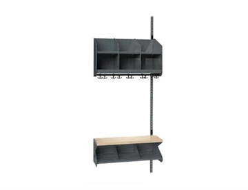 Her BST Påbygningssektion m. bænk, Kombi C m. 3 rum (B 750 / 900 mm) - Mørkegrå Børnegarderobe i stål