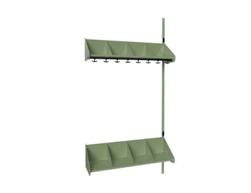 Her BST Påbygningssektion, Kombi E m. 4 rum (B 1000 mm) - Grøn Børnegarderobe i stål