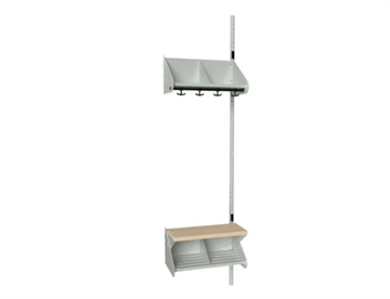Her BST Påbygningssektion m. bænk, Kombi G m. 2 rum (B 500 / 600 mm) - Lys grå Børnegarderobe i stål