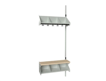 Her BST Påbygningssektion m. bænk, Kombi G m. 3 rum (B 750 / 900 mm) - Lys grå Børnegarderobe i stål