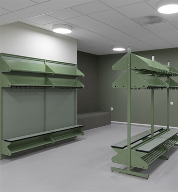 BST Garderobesystem inspiration - Fleksibelt garderobesystem i stål til omklædningsrum mv.