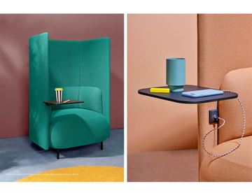 Buddyhub loungestol med skærmvægge - Akustik stol med bord og USB-stik - Pedrali