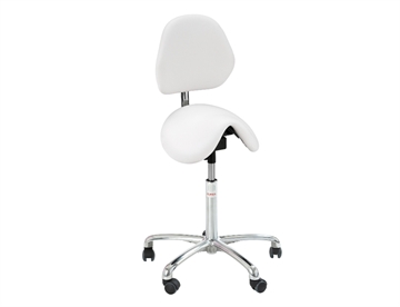 Behandlerstol / Klinikstol med ryglæn - Dalton saddelstol, PVC-fri kunstlæder, Oeko-Tex Standard 100 mærket.