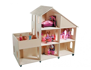 Stort dobbelt Dukkehus til fx Barbie dukker - God til legehjørnet i institutionen.