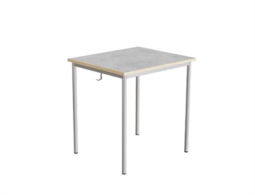 Elevbord m. taskekorg, 70x60 cm. Her med lys grå linoleum