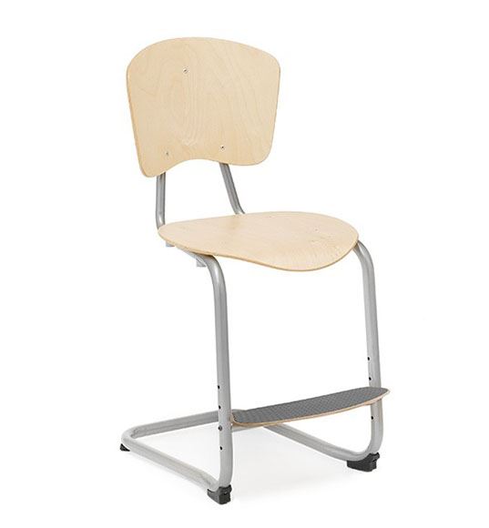  Elevstol model Nian - Stol med birk laminat sæde og justerbar fodstøtte