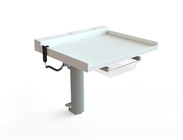 Vægmonteret 1-søjlet Puslebord, højdejusterbart 68-120 cm.