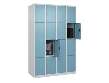 Personaleskab Evolo Plus til indbygning / ophæng - 4 søjler - 16 rum - B 120 cm