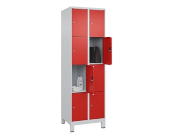 Personaleskab Evolo Plus med ben - 2 søjler - 8 rum - B 60 cm