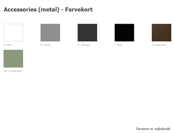 Farvekort tilbehør og metaldele - Nova Wood