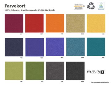 Farvekort akustik sofa - Øko-tex certificeret polyester