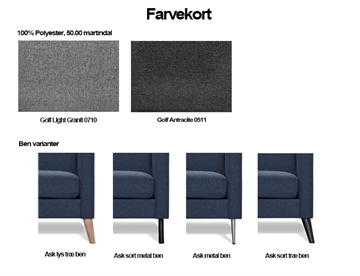 Farvekort - stof farve og ben type