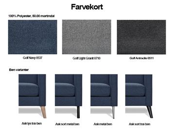 Farvekort - sofa stof farve og ben type