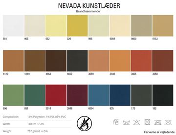 Farvekort - Nevada Kunstlæder, Brandhæmmende