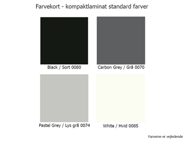 Farvekort - Standard farver kompaktlaminat