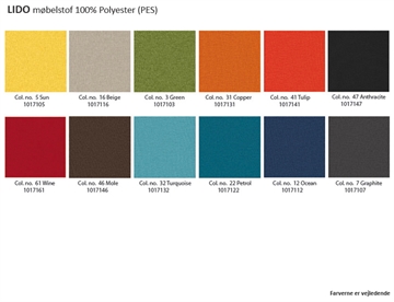 Farvekort - LIDO møbelstof, 100% polyester (PES)