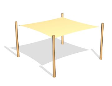  Firkantet solsejl 3,6 x 3,6 inkl. robinia stolper og beslag