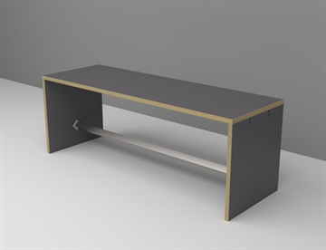 Gavlbord, L. 240 cm. Højbord med fodstøtte og laminat overflade