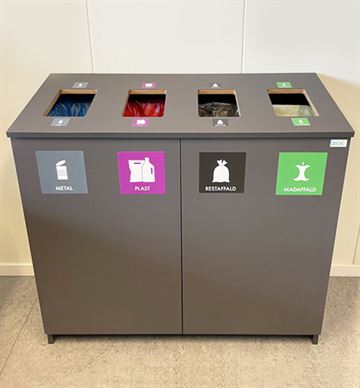 Affaldsskab med 4 indkasthuller - affaldssortering - GreenCare 4