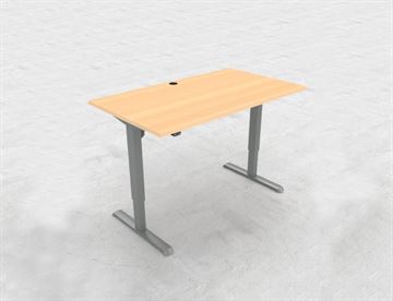 Hæve sænkebord - 140 x 80 cm - her med alu stel og bordplade i bøg