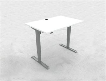 Hæve sænkebord - 120 x 80 cm - her med alu stel og bordplade i hvid