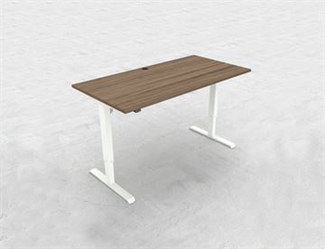 Hæve sænkebord - 160 x 80 cm - her med hvidt stel og bordplade i valnød