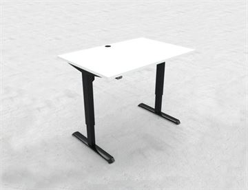 Hæve sænkebord - 120 x 80 cm - her med sort stel og bordplade i hvid