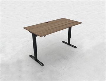 Hæve sænkebord - 160 x 80 cm - her med sort stel og bordplade i valnød