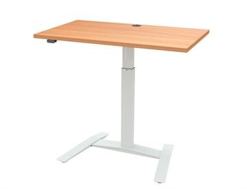 Hæve sænkebord m. et-søjlet stel og bøg bordplade (melamin) - her 100x60 cm