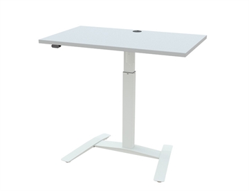 Hæve sænkebord m. et-søjlet stel og hvid bordplade - her 100x60 cm